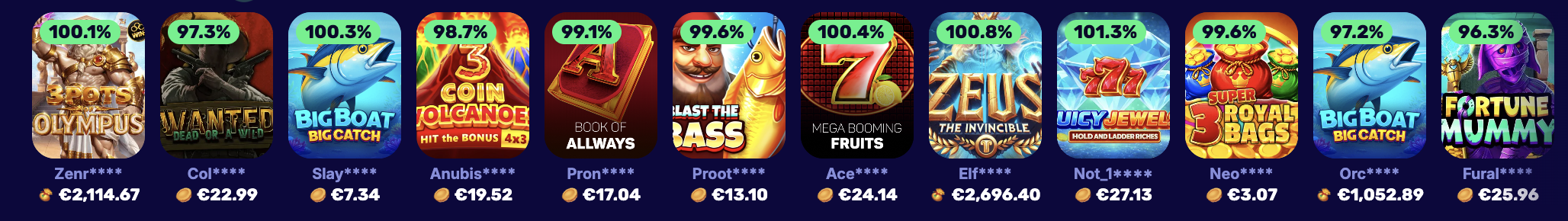 Voorbeeld van SpinPanda casino spellen