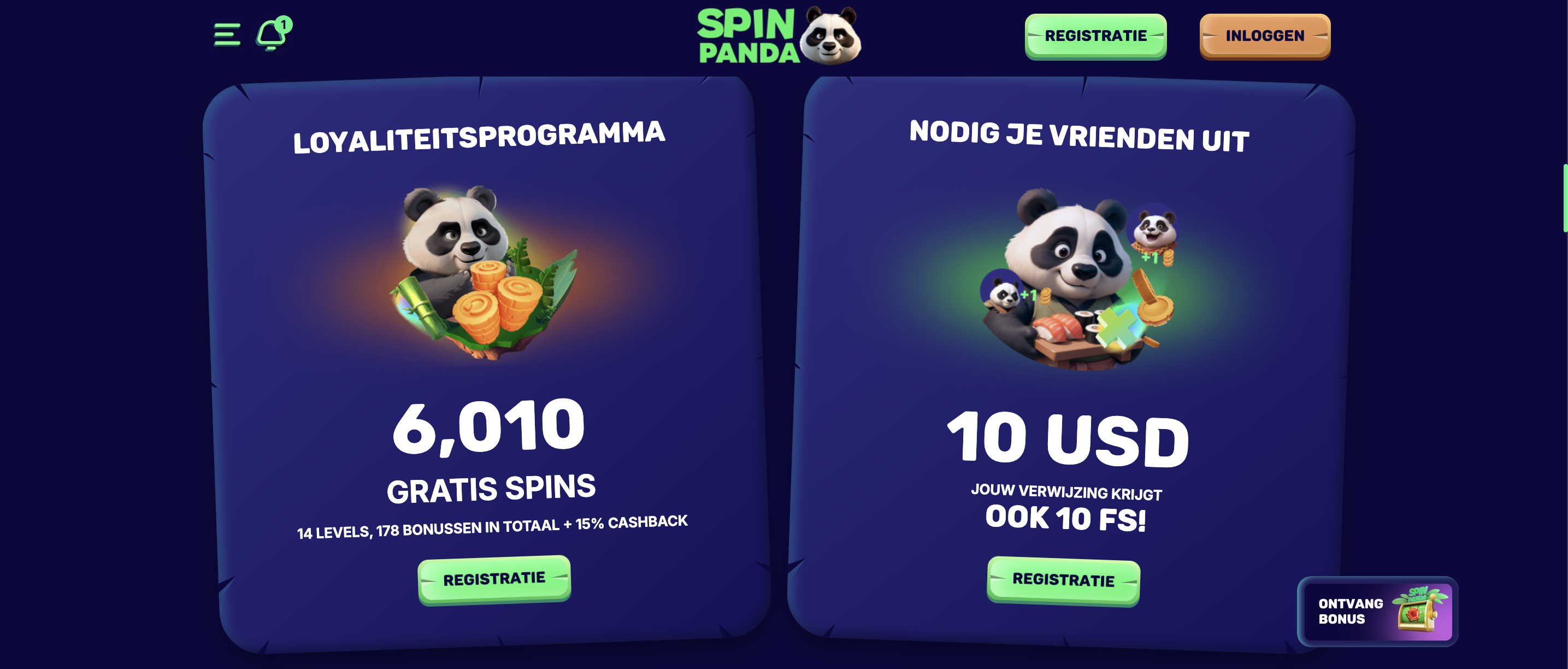 SpinPanda welkomstbonus